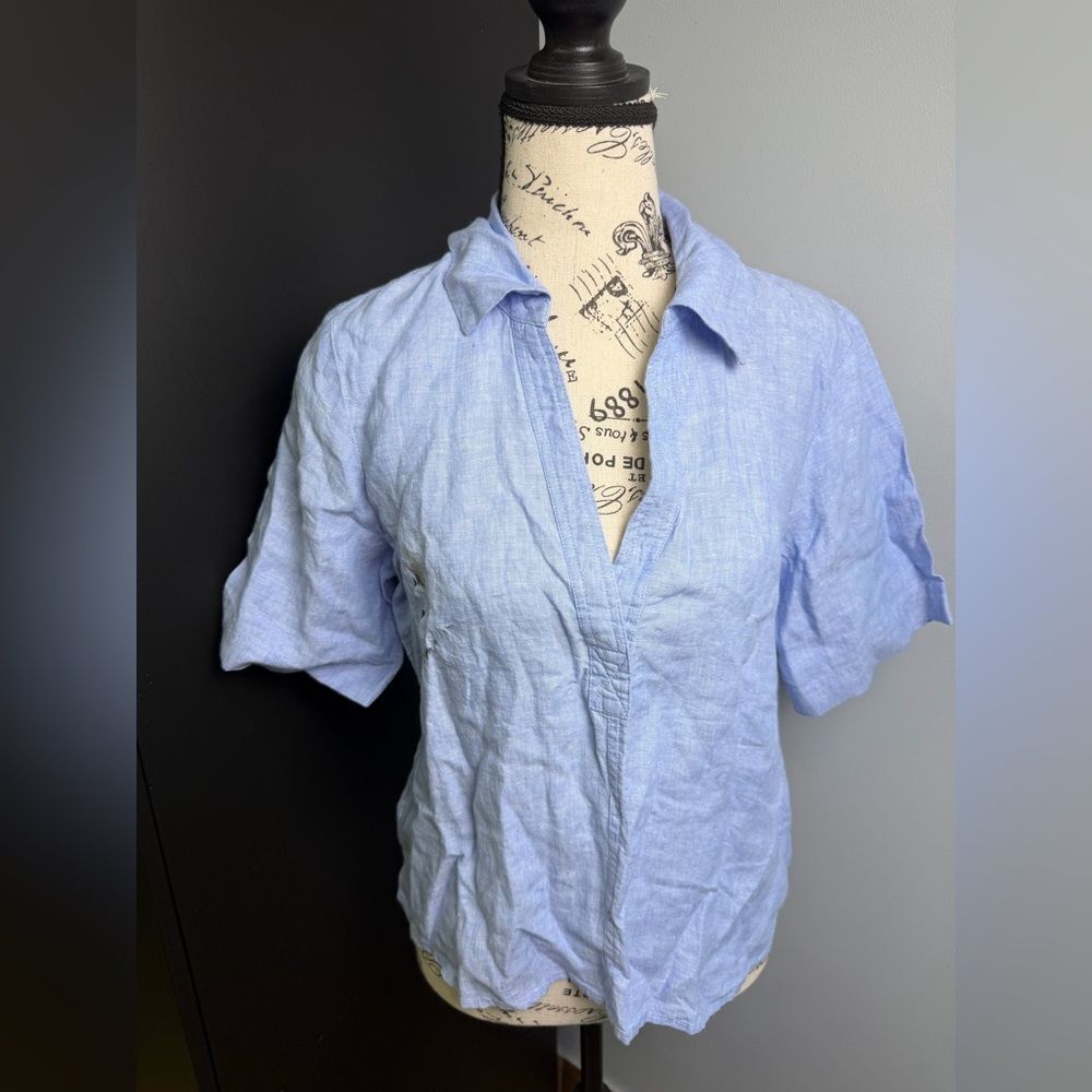 J.Crew Bungalow popover top in linen Size XS New with defects